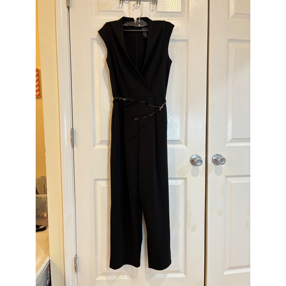 Enfocus Studio Black Sleeveless Wide Leg Jumpsuit with Belt Size 4 - Picture 1 of 5